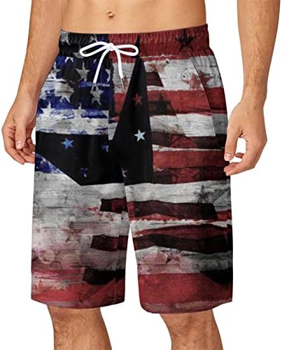 Шорцеви за мажи од табла лето случајно влечење во САД знаме печатење шорцеви за пливање, 4 -ти јули патриотски костуми за капење