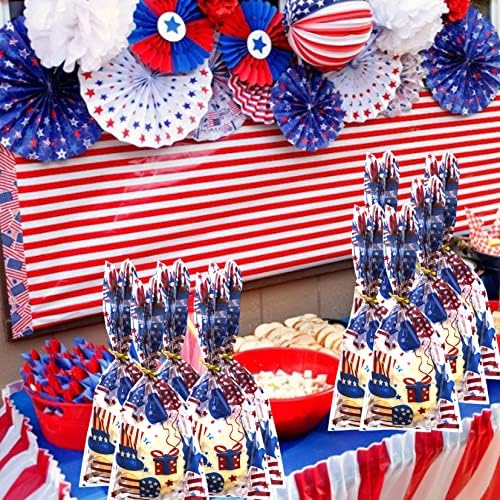 Американско Знаме Патриотска Ѕвезда Бонбони Добрите Торби 4 јули Партија Корист Кеси Чичко Сем Шапка Пластични Целофан Третираат