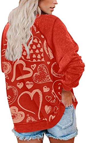 Женска loveубов срце дуксер тинејџерски в Valentубени кошула loveубов срце писмо печатено џемпер за џемпери, обични врвови на