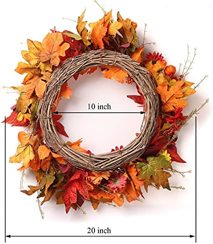 Forwedo 20 ‘’ есенски венци за влезна врата - есенски пад на венецот за влезната врата надвор од идеалот за Денот на благодарноста