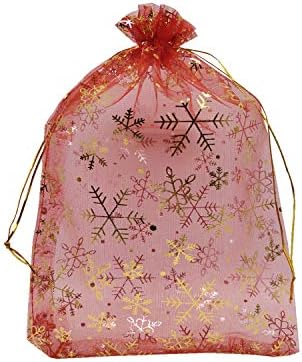 Анкирол 100 парчиња Божиќна Органза Чанти За Накит Од Снегулки Торби За Подароци За Бонбони Примероци Прикажуваат Торбички Со