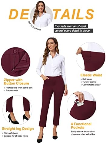 Пувер Капри Панталони за жени фустани деловни обични тенок тенок женски фустани панталони со џебови