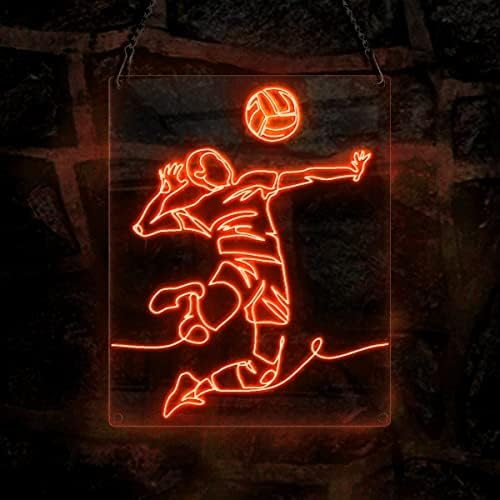 Одбојка играч машки скокови напад играјќи одбојка неонски знак, спортска тема рачно изработена ел жица неонски знак, домашна