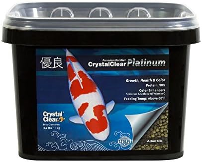 Кристално чиста Платина Брз Раст Кои Риба Храна Со Додадени Витамини &засилувач; Спирулина, 3мм Пелети, 4.4 Фунти