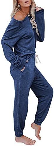 Saeklia Cozy 2 парчиња облека за дневнички сетови за женски лангини врвови со долги ракави и џогери џемпери за џемпери, патеки