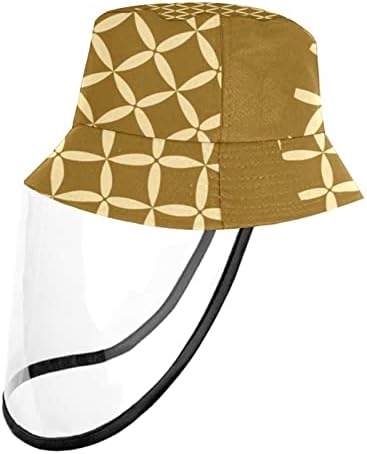 Заштитна капа за возрасни со штит за лице, рибарска капа Анти сонце, јапонска градина Ретро златна кружна шема