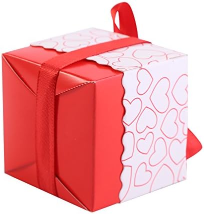 Пакување Од 50 Шупливи Кутии За Бонбони Со Двојно Срце Црвен Тип Подарок за Чоколадо