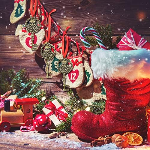 Клучен украс на Божиќ на Дедо Мраз Магичен Дедо Мраз Божиќни украси гроздобер стил Божиќни украси со сатенска лента рачно изработена