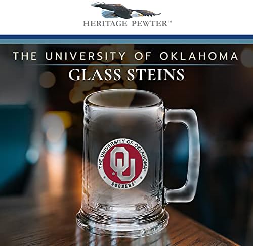 Херитиџ Пјутер Оклахома пиво Штајн стакло | 15 унца стакло за пиво во германски стил | Комплетно стокмено метална пивола алма