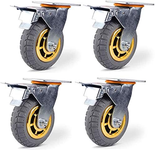 Z Креирај дизајн на ритами 4x, гума од гума, Ø100/125/150мм Индустриски вртливо ливчиња со сопирачка, за механичка опрема што