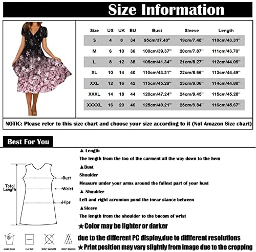 Летните фустани на Зефотим за жени 2023 Краток ракав/без ракави цветни V вратот миди фустан модни обични текови фустани