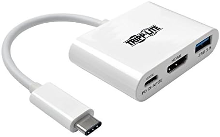 Tripp LITE USB C ДО HDMI Multiport Видео Адаптер Конвертор 1080p w/ USB-Центар &засилувач; USB-C Pd Полнење, Thunderbolt 3 Компатибилен, USB ТИП C, USB-C, USB Тип-C, Бело