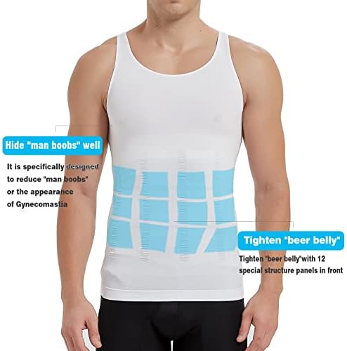 Коклеи Менс атлетска компресија кошула за тенок тенок тело Шапер резервоар на врвот апс Абдомен тенок елек
