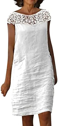 Женски Ленен Фустан Гроздобер Африкански Лето Половина Ракав V Вратот Печатење Коленото Должина Фустани