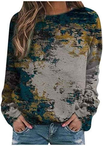 Женски палта и јакни, шарени џемпери со долги ракави удобни плус големина на врвови за жени есен летни дуксери блуза секси обични