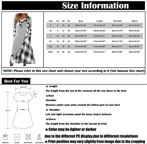 Nokmopo плус големина формални фустани за жени модни карирани копче за шиење џебови со долги ракави фустан со долг ракав