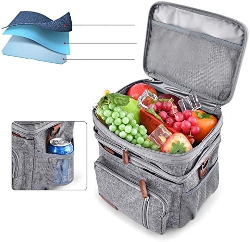 двојна изолација мраз торба храна кеси пикник кулер торба пренослив автомобил фрижидер рамо торба сива, сива