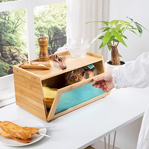 Кутија За Леб Од Бамбус За Кујнски Контејнер За Складирање Леб Со Држач За Леб Од Прозорец