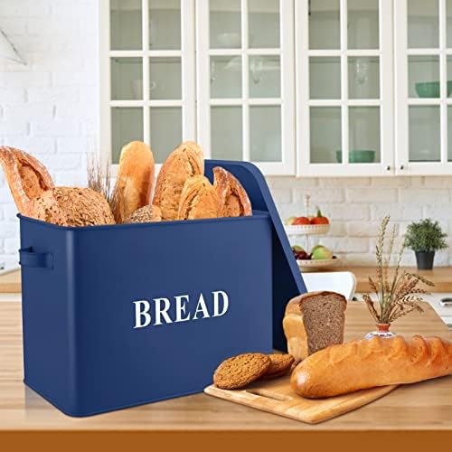 Кутија За Леб TeamFar, Голема Метална Кутија За Леб Со Канистер За Кафе Со Шеќер Чај За Кујнска Плоча, Класичен Калај За Леб