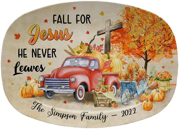 Персонализиран пад за Исус Платер, среќен подарок за Денот на благодарноста за католички, камион од тиква и вкрстена чинија,