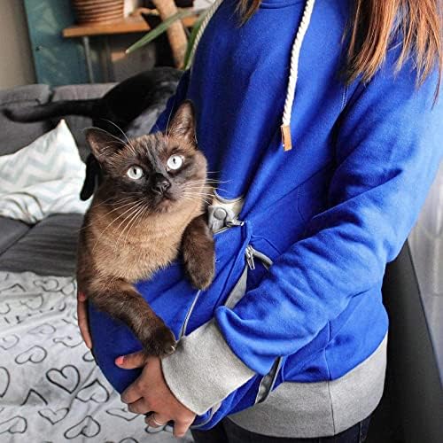 Женска есен и зимска маичка руно лабава миленичиња качулка пуловер симпатична мачка куче големи носачи на торбички за џемпери