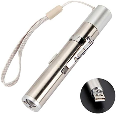 Osaladi 2PCS LED пенкало Flashlight USB полнење со големина на џеб со големина на пени за пари 3 во 1 мулти функција Флеј-светла