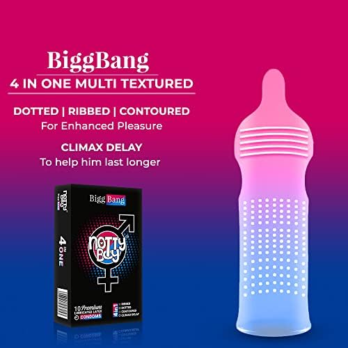Nottyboy Biggbang Multi Texturedure 4in1 кондоми - Дополнително време | Ребрести | Испрекинат | Дизајн на контура