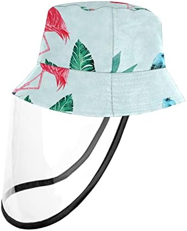 Заштитна капа за возрасни со штит за лице, рибарска капа Анти сонце, Фламинго Кактус Цвет