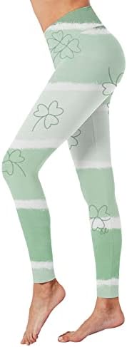 Хеланки со должина на коленото за жени плус големина женски тренинзи хеланки со високи половини Св. Патрикс Ден печати високи