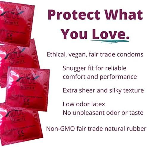 Glyde Slimfit - Snug Fit Condoms - 12 брои - ултра -тенки, вегански, нетоксични, помала големина природна гума латекс - 49мм