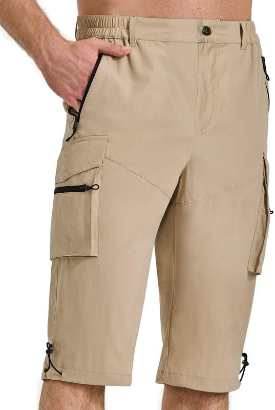 Песел шорцеви за пешачење Брзи суви капри панталони истегнуваат карго шорцеви со џебови за патенти за кампување со риболов