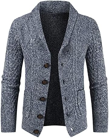 Јакна за мажи моден лаптол случајно кардиган палто со долг ракав тенок плетен џемпер јакни