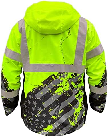 SafeTyshirtz SS360 Американска јакна за дожд - АНСИ Класа 3 - Безбедносна зелена боја