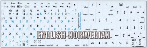 Мек англиски-Норвешка Нетранспарентна Тастатура Етикети Распоред На Бела Позадина За Лаптоп, Десктоп и Лаптоп