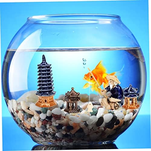 Кабилок 1 сет аквариум декорација риболов украс минијатурни украси кинески декор градина мини пагода фигурини јапонски пагода