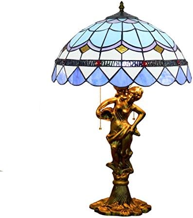 Рустикален Тифани во стил на маса 16 Тифани обоена стаклена маса ламба Европска сина медитеранска креативна витраж дневна соба