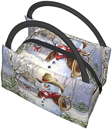 Евелин Зимски Снешко Печатени Ручек Bagi Youllunch Кутија Пренослива Мултифункционална Торба За Топлинска Изолација, Погодна