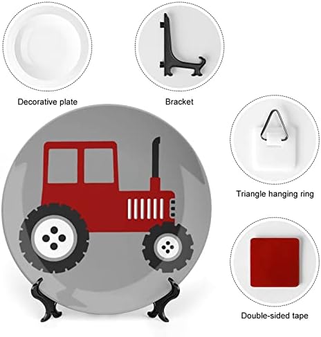 Црвен трактор виси керамичка декоративна чинија со приказ на свадбени подароци за свадби за двојки за родители, нејзиниот сопруг