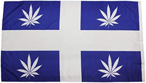 КВЕБЕК Канада провинциски &засилувач; КАНАБИС ОСТАВА Комбо 3 х 5 Нозе Знаме Банер. Ново