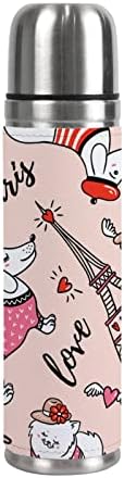 Вакуумско шише Вантасо Вакуум колба Симпатична кучиња кутре животно Париз Ајфелова кула Двоен wallид изолиран чаша кригла 500 мл 17 мл за спортско пешачење