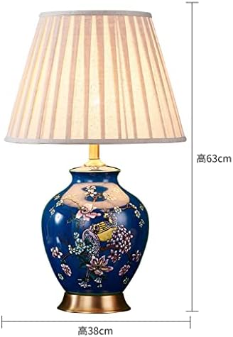 Zjhyxyh романтична сина порцеланска керамичка маса за маса за дневна соба спална соба кревет ламба покрај креветот светло светло