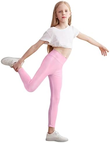 Гнаинах Девојки Метални Хеланки Сјајни Млади Компресивни Панталони Со Висок Струк Светкаво Истегнување Меки Деца Трчање Танц