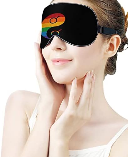 Јин и јанг геј маска за спиење со гордост со прилагодлива лента мека око за затемнување за затемнување за следење за патување