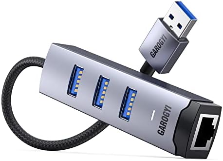 GAROGYI USB 3.0 До Етернет Адаптер, 4 во 1 Мултипорт Центар со GIGABIT RJ45 &засилувач; 3 x USB 3.0 Порти, Lan Мрежен Адаптер