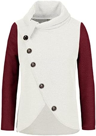 Женски џемпер за екипаж зимски крпеници плетени копчиња со долги ракави редовни џемпери за блуза сива
