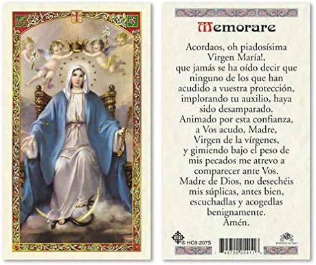 Орација А Ла Вирген Марија Меморизирана ламинирана молитвена картичка - пакет од 25- на шпански еспанол