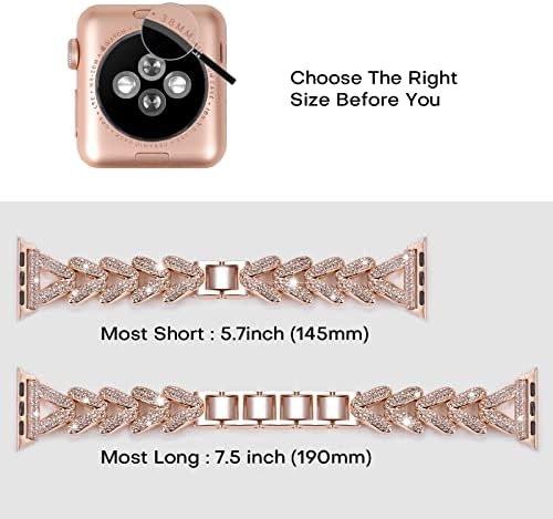 Add Bling to Your Watch with our Metal Diamond Band - Compatible with Apple Watch Series 8/7/6/5/4/3/2/1/SE/Ultra- Shiny and