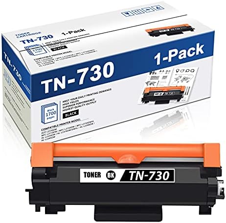 MaxColor TN730 1 Пакет Црна компатибилна TN-730 Тонер за замена на кертриџот за брат DCP-L2550DW MFC-L2710DW L2750DW L2750DWXL