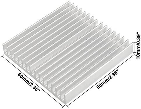UXCELL алуминиум за ладење на таблата за ладење на плочата за ладење на плочата за ладење на плочата од 60ммкс60mmx10mm за LED