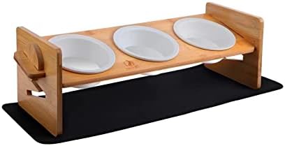 Дролма покачени керамички чинии со мачки, 15 ° навалени кренати садови за храна за мачки дрвени миленичиња чинии, 4 режими за